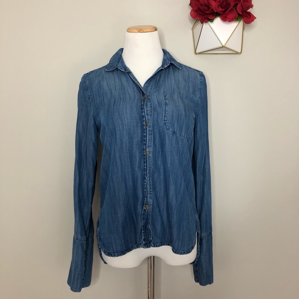 Anthropologie Chambray Bell Sleeve Button Down (S)